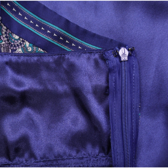 Nicole Miller Women's Sz 14 Silk Blue Handkerchief Dress Asymmetric Midi Fairy - Picture 7 of 10